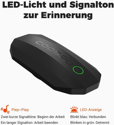 Пульсометр COOSPO H808S з нагрудним ременем ANT+/Bluetooth, HRM Premium, водонепроникний IP67, сумісний з Polar, Wahoo, Garmin, Zwift, Strava