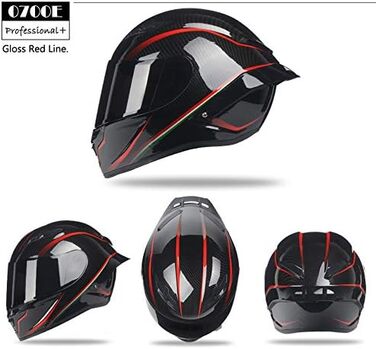 Мотошолом Woljay для дорослих унісекс Offroad, Moto, Street Bike, ATV. DOT approved, червона лінія, кольори, XL