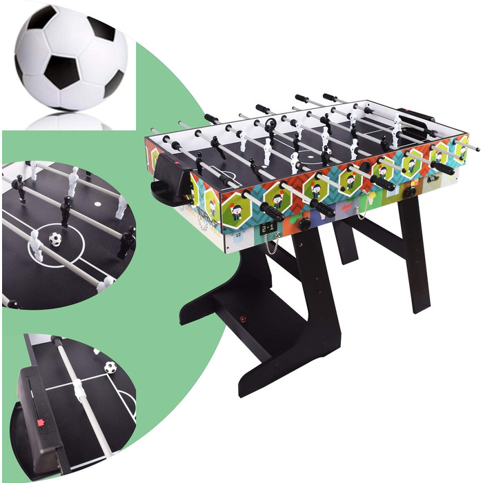 4 в 1 ігровий стіл OYE: футбол, теніс, хокей, більярд - MDF, 124x82x61 см