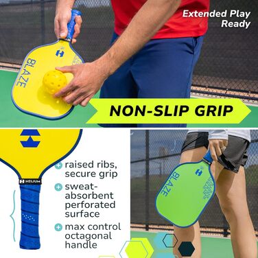 Набір ракет для піклболу Helium, 4 шт., USAPA, графіт-скловолокно, 12 мм Honeycomb Core, Blaze