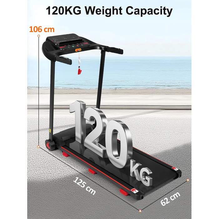 Біговий тренажер BTM для дому, 3.0PS, нахил, 1-14 км/год, складаний Walking Pad з LED дисплеєм, до 120 кг, чорний