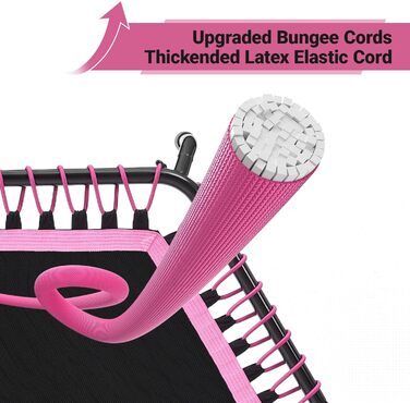 Міні-батут для дорослих, 121,9 см, батут для фітнесу, домашній та вуличний, з T-поручнем (рожевий)