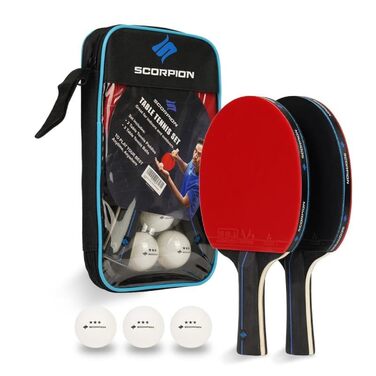 Набір для пінг-понгу Scorpion: 2 або 4 ракетки, м'ячі, кейс. Професійний, 5-шаровий дерев'яний блат, для гри в приміщенні та на вулиці