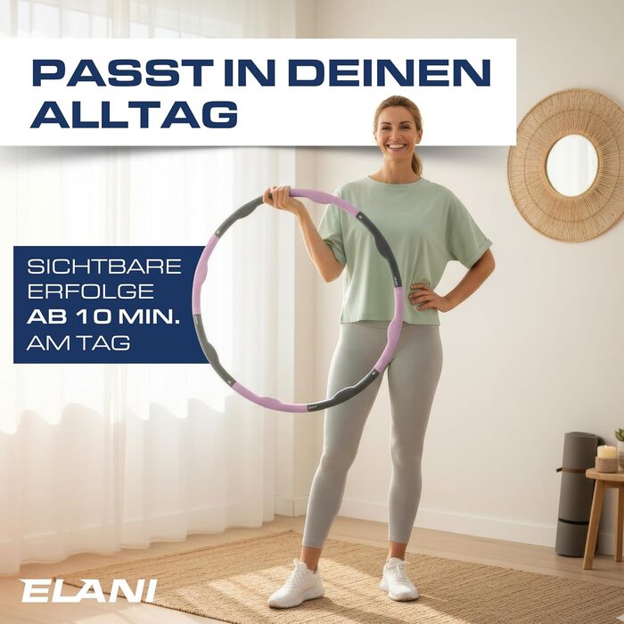 Hula Hoop ELANI 90см рожевий для схуднення: фітнес-обруч з хвилястою формою, 7-8 секцій, індивідуальне налаштування + посібник з тренувань