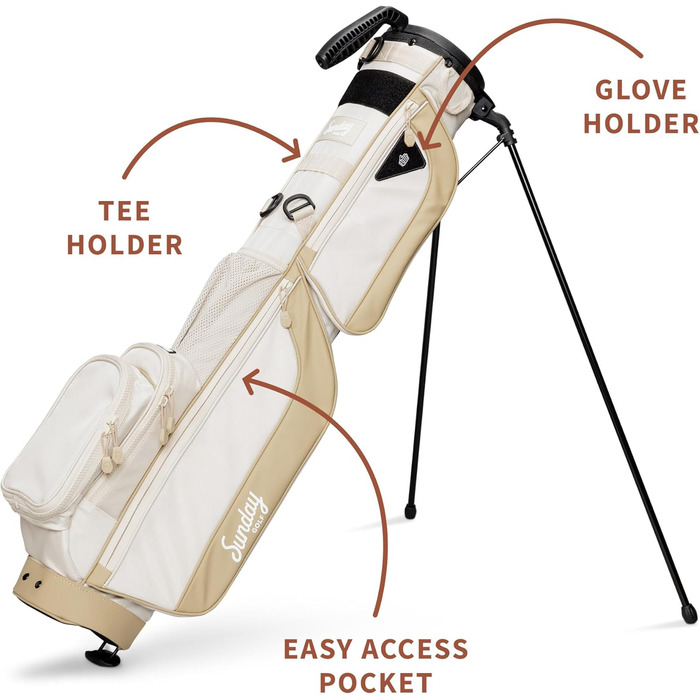 Гольф сумка Sunday Golf Loma XL: легка, з ременем та стійкою – для пітч-н-пут, Par 3 та Executive курсів