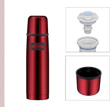Термос із нержавіючої сталі Thermos Light & Compact 500 мл, червоний, із кришкою-чашкою, 12 годин гаряче / 24 години холодне, герметичний, без BPA
