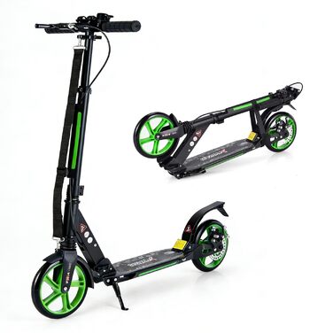 GOPLUS Roller Kinder 8 Jahre: Трюковий самокат для дітей та дорослих, 8 років, з регулюванням висоти, складний, з гальмом та ременем (Зелений)