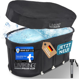 Складний набір для холодних ванн LIVIKING® 120 см – мобільна фітнес-ванна для дорослих, льодяна ванна для занурення, переносна ванна для вулиці, еко-матеріал, 2-в-1