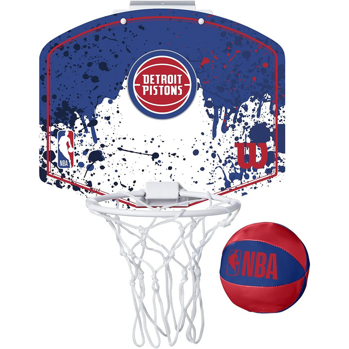 Баскетбольне кільце Wilson NBA Mini для дорослих та дітей, Детройт Пістонс, універсальний розмір