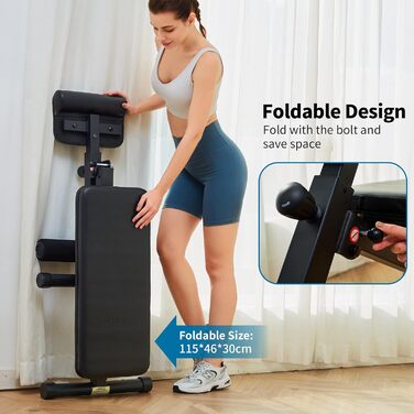 Регульована лава для тренувань Leikefitness 5812 - складана лава для дому, чорна