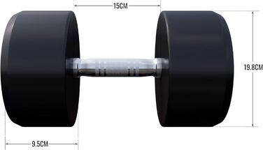 Гантель GORILLA SPORTS 32,5 кг, кругла, гума, чавунний сердечник, нековзна ручка, чорна