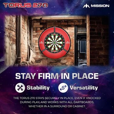 Світлодіодне підсвічування для дартс Mission Darts Torus 270, доступ до ігрової зони, матове чорне, червоне, синє, бронзове