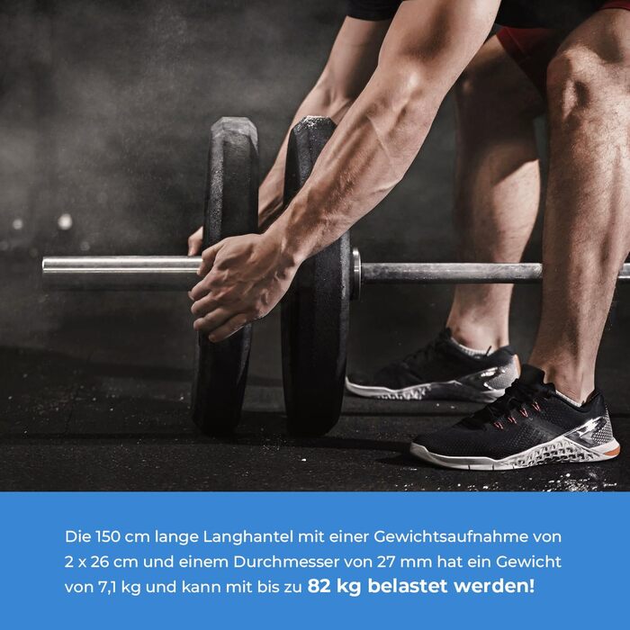 Штанга Gymtek 150 см, Ø 27 мм, гартована сталь, для фітнесу та силових тренувань, гантельна та штангова, зіркові замки