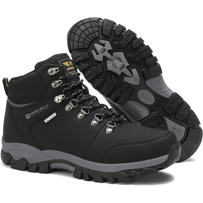 ARRIGO BELLO Зимові черевики для чоловіків: зимові чоботи, чоботи від снігу, утеплені, робочі черевики, для роботи та походів, розмір 41-46, G1, чорний, 43 EU