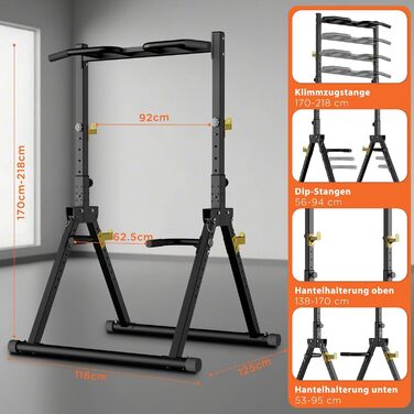 Power Tower DH FitLife: турнік, бруси для віджимань, станція для тренувань | Фітнес-станція для дому | Регульована спинка