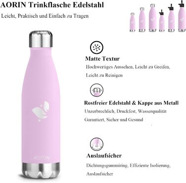 AORIN вакуумна термобутилка для води 350/500/750 мл, BPA-Free, зберігає тепло до 12 годин, холод до 24 годин, для дітей, школи, спорту, велосипеда, фітнесу, преміум-якість