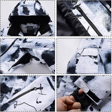 RIUIYEE Комплект чоловічий: куртка та штани для катання на лижах та сноуборді, тепла, з підігрівом, водонепроникна, для зими, XXL