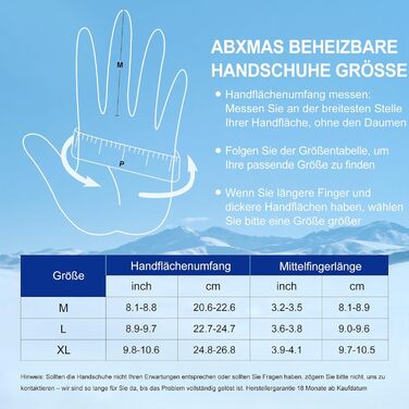 Електричні гріючі рукавиці для чоловіків та жінок, 7.4V 3200mAh, XL, Чорний