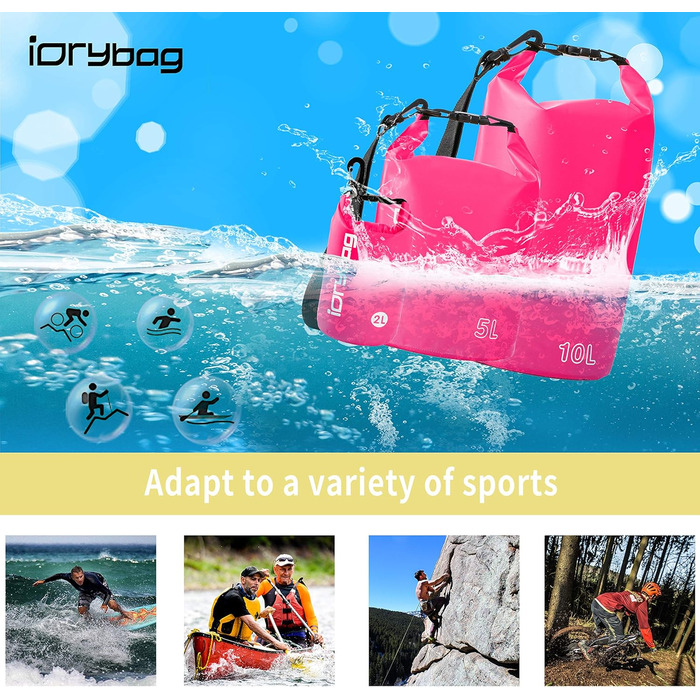 Водонепроникний мішок IDRYBAG 5L, червоний, для каякінгу, водних видів спорту та подорожей