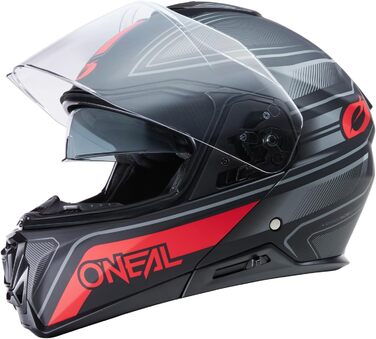 Мотоциклетний шолом O'NEAL SRS Solid V.22 чорний/червоний, інтегрована сонцезахисна лінза, Pinlock і Bluetooth, для ендуро, туризму, доріг, дорослий, розмір S (55/56 см)