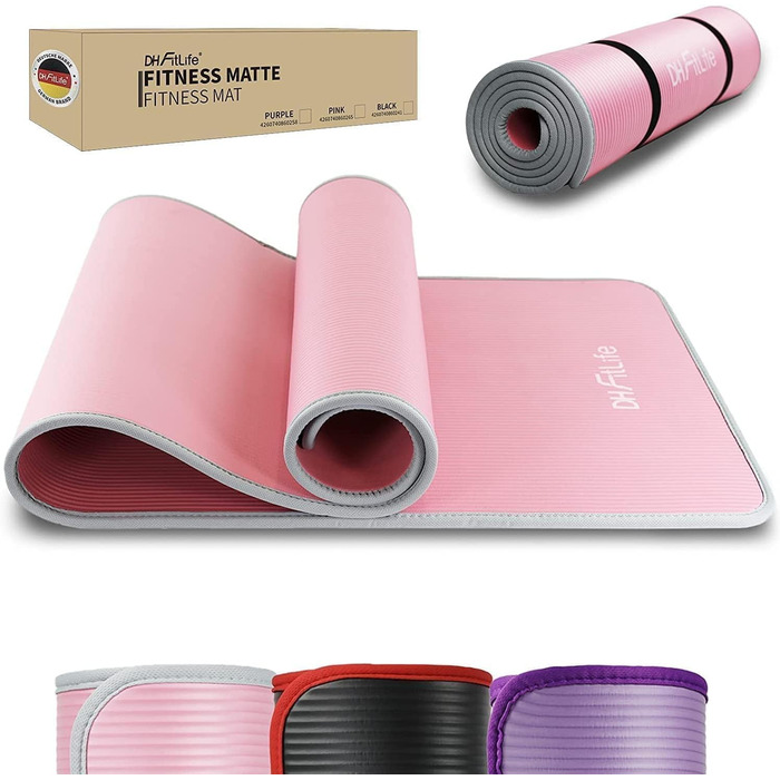 DH FitLife Килимок для фітнесу та йоги 183×61×1 см, товстий, нековзний, міцний, рожевий