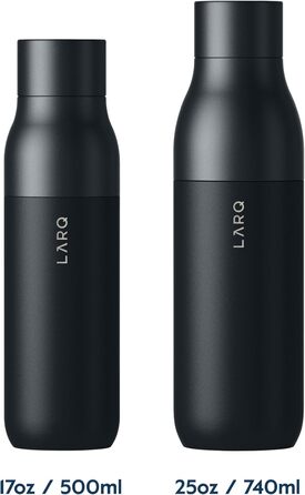 Термобутилка LARQ Twist Top 500 мл, ізольована сталева, BPA-free, для води, збереження температури, чорна, для офісу, подорожей, кемпінгу