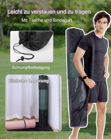 Йога мат XXL 200x130 см: фітнес мат для йоги, тренувань, занять з дітьми та фітнесу для літніх людей. Товщина 20/15/10 мм, матеріал NBR, зелений колір.