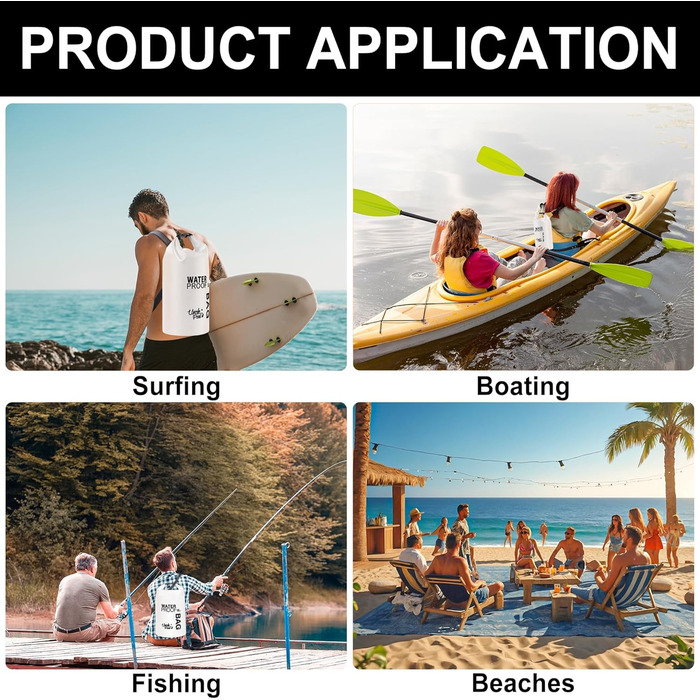 Водонепроникна сумка Uncle Paul 2L - мішки для зберігання, 5L (1.1 гал), білі