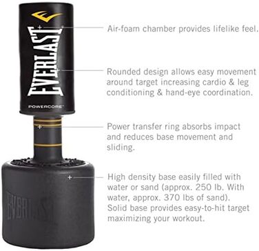 Універсальний боксерський мішок Everlast Power Core, стоячий, чорний