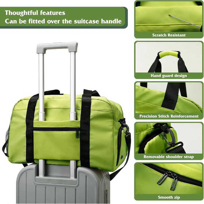 Спортивна сумка для жінок та чоловіків з відділенням для взуття та мокрих речей, водонепроникна дорожня сумка-вікенд для тренувань, залу та басейну (Зелена)