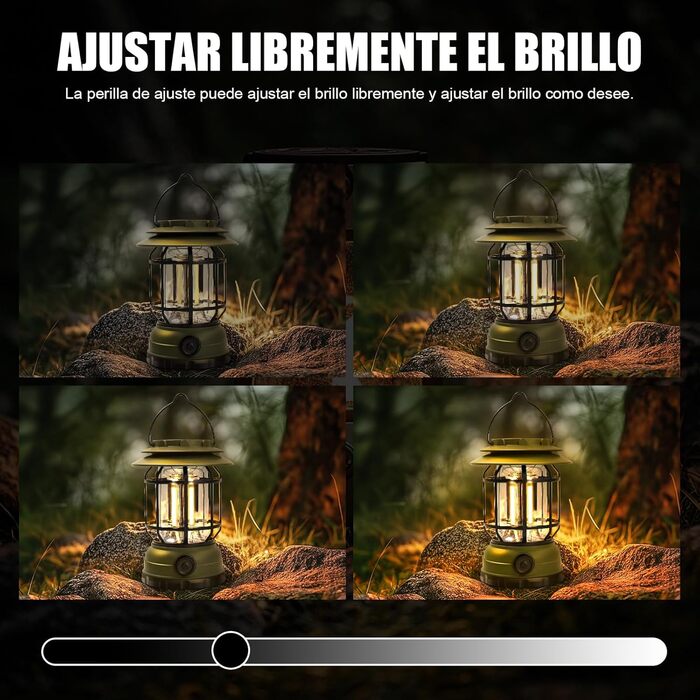 Перезаряджувана кемпінгова лампа ExtraStar з 3 режимами, аварійне світло IPX4, водонепроникна для кемпінгу, піших прогулянок, риболовлі, відключень електроенергії - оливковий