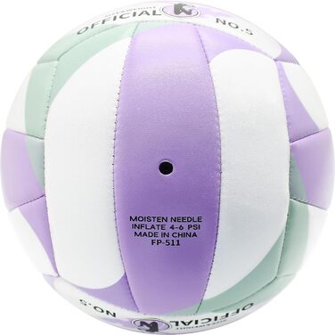 Волейбольний м'яч Fantecia, розмір 5, з насосом. М'який шкіряний волейбольний м'яч для пляжного та залу, ідеальний подарунок для дівчат, підлітків та дорослих. Колір: фіолетовий.