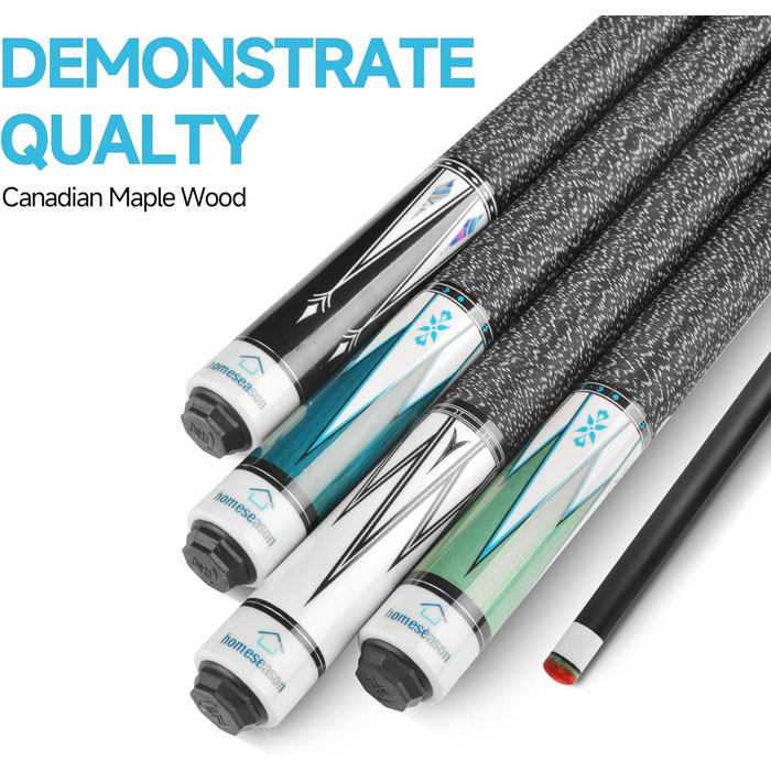 Біліардна кий HomeSeason 57'' з нейлоновою намотуванням, професійна, низька дефлекція, у сумці