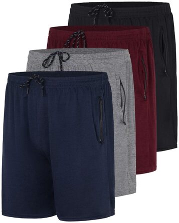 Чоловічі бігові шорти Real Essentials (4 шт.): сітчаста тканина, швидковисихаючі, з кишенями на блискавці та шнурком. Розміри L/XL, 17.8 см – комплект 10