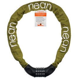Велосипедне замкове обладнання Nean: ланцюговий замок з кодом, 6 мм, 900 мм, зелений