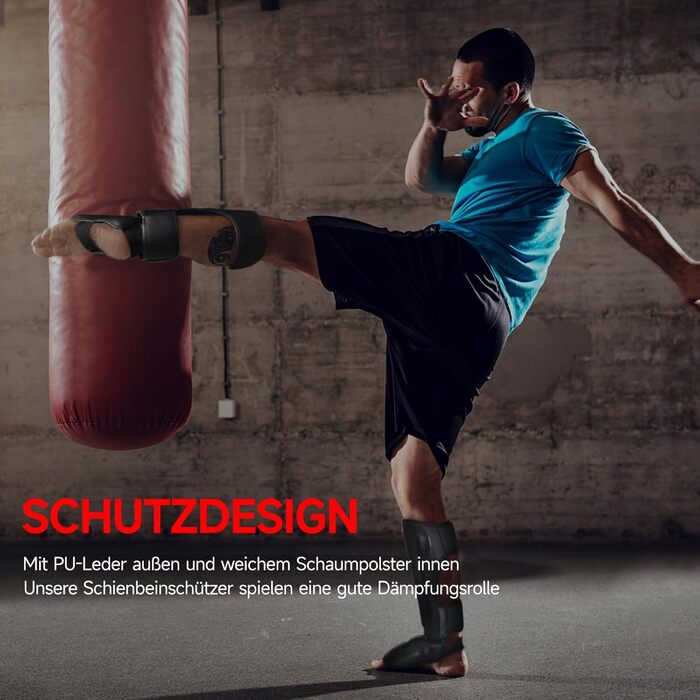 Шкарпетки для захисту гомілки FIVING Kapfsport – з підкладкою, регульовані, захист від розтягування, підходять для Taekwondo/Mixed Kapfsport, тренувань та спарингу (M, Чорний)