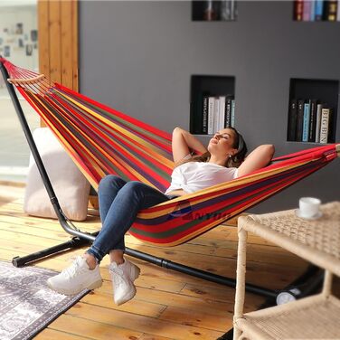 Гамак для відпочинку Anyoo: міцний, знімний, для тераси, саду, пляжу (червоний)