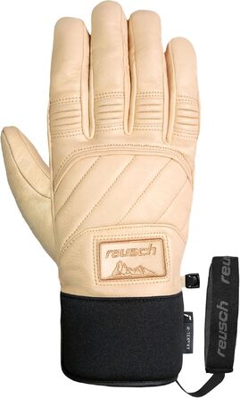 Гірськолижні рукавички Reusch унісекс зі шкіри, посилена термоізоляція (бежево-чорні, розмір 11)