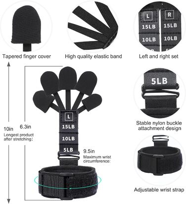 Розвантажувач пальців, тренажер сили хвата для літніх людей, 3 рівні, регульовані, для фізіотерапії