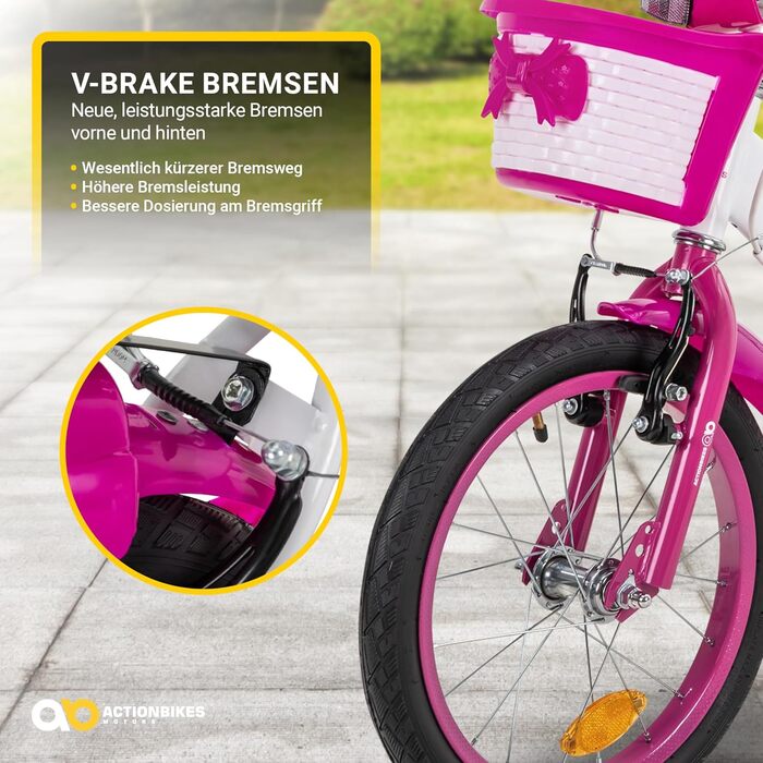 Дитяче велосипед Actionbikes Daisy 12/16 дюймів з V-Brake гальмами | Для дітей 2-9 років | З брудозахисниками | Підходить для дівчаток та хлопчиків