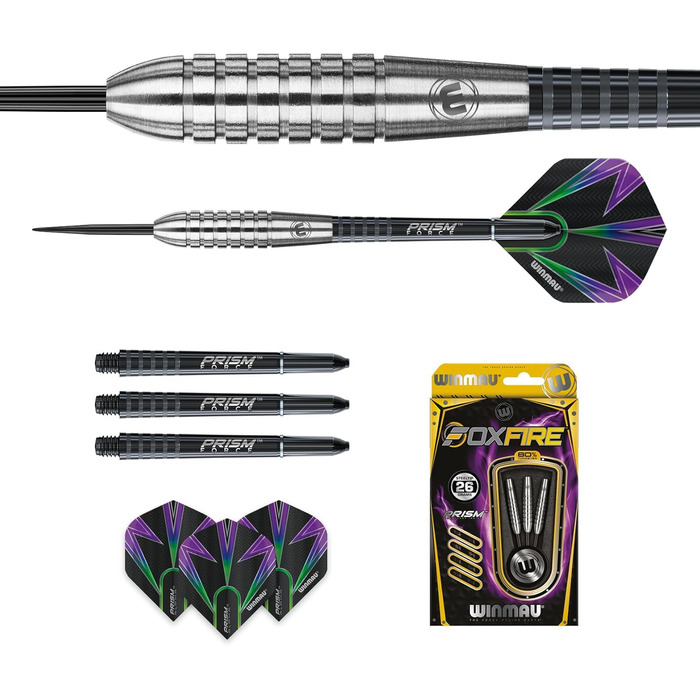 Дротики Winmau Foxfire Profi Wolfram Steeltip з комплектом оперень і стрижнів