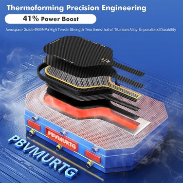 Ракетка для піклболу з вуглецевого волокна, термоформована, T7003K, USAPA, 16 мм ядро, для максимального обертання