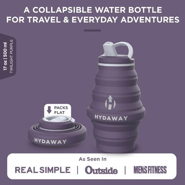 Складна пляшка для води HYDAWAY 500 мл з носиком, харчове силікон, портативна для подорожей