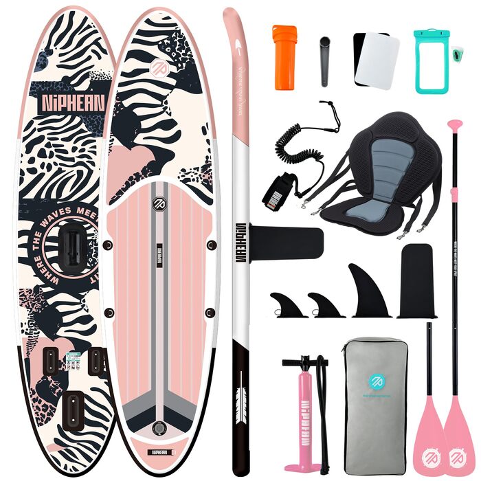 Надувне SUP-борд Niphean Stand Up Paddle Board з сидінням та аксесуарами, 320см, 200кг, для 2 осіб, StabilTrac-Fin