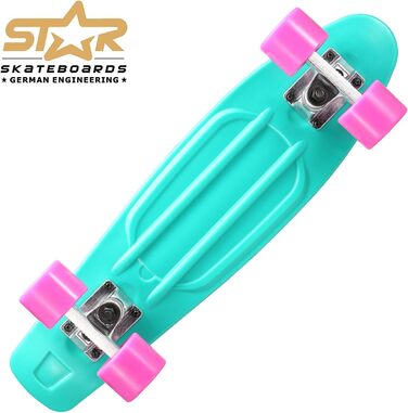 Скейтборд BIKESTAR Vintage Retro Cruiser 60 мм для дітей та дорослих, зелено-чорний, для початківців від 6 років