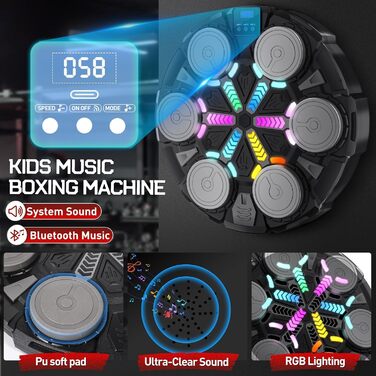 Боксерський тренажер Esnowlee з музикою та світлом, 11 режимів швидкості та 3 режими рахунку, для дітей та дорослих