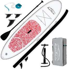 Надувний SUP Paddleboard FunWater для дорослих. Комплект: весло, насос, рюкзак, лінія. Зелено-білий (10' структура мармуру рожева)