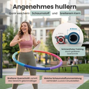 Hula Hoop обруч для схуднення, фітнес для дорослих та дітей, 104 см, 1.3 кг, пастельний
