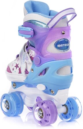 Дитячі ролики Kinder з LED-підсвіткою та регульованим розміром – ретро ролики для підлітків – багатокольорові диско ролики, рожево-фіолетові Quad Skates (30-33)