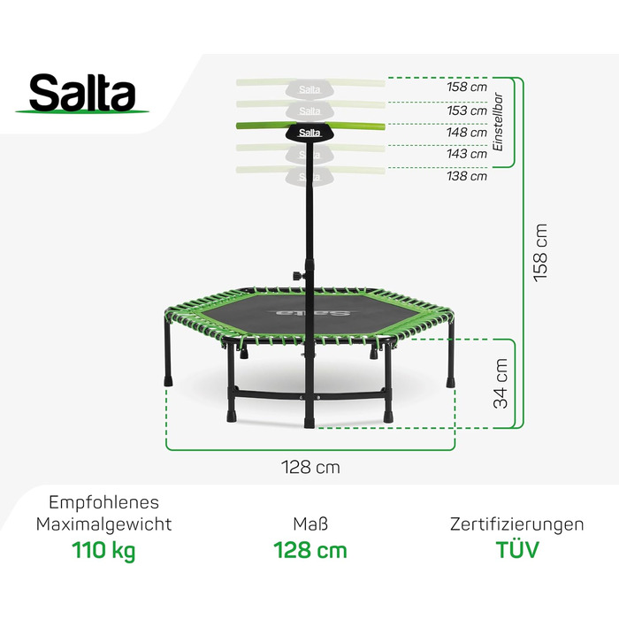 Фітнес-батут Salta з ручкою, діаметр 128 см